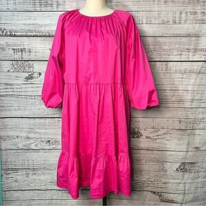 Chicos 3 16 Poplin Balloon Sleeve Dress Pink Party Dress Knee Length A Line